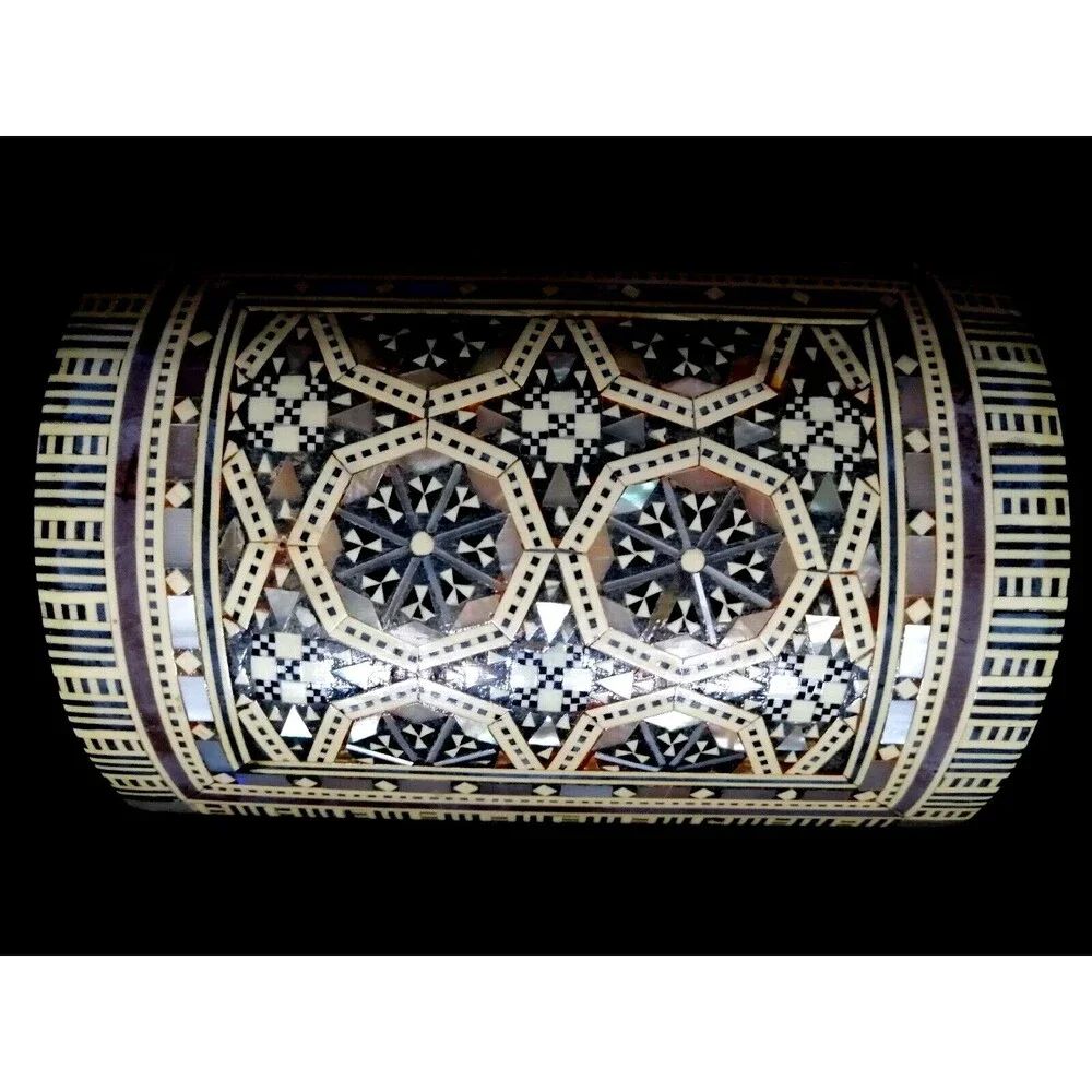 Handcrafted Mosaic Decorative Trinket Box Abalone Inlaid Middle Eastern Moorish